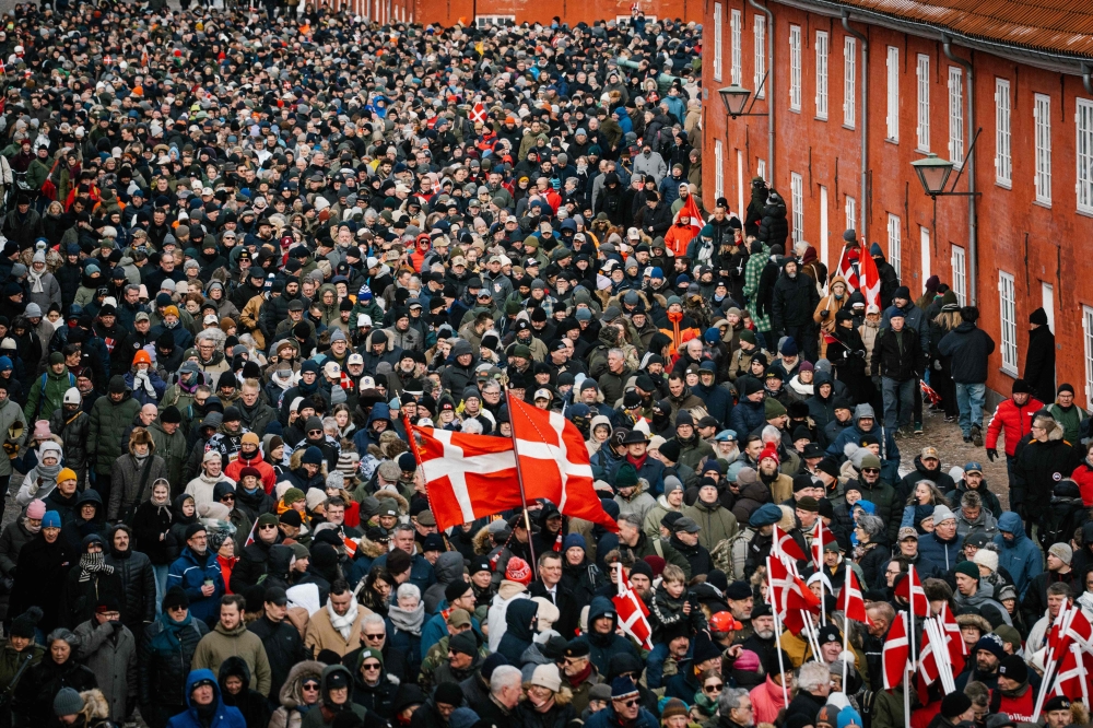 Denmark’s veterans gather for a silent demonstration march from Kastellet to the United States embassy to express dissatisfaction with statements made by Donald Trump regarding Nato soldiers in Afghanistan in Copenhagen on January 31, 2026. — AFP pic