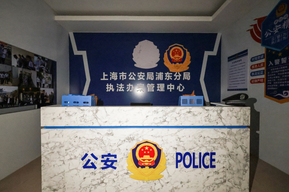 A room set up to imitate a Chinese police station inside the O’Smach casino, a compound used for scam operations at the Chong Chom-O’Smach border crossing, in Samraong, Oddar Meanchey province, Cambodia, February 2, 2026. — Reuters pic