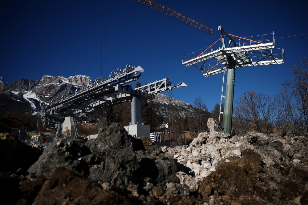 General view of the cable car construction site ahead of the Milano Cortina 2026 Winter Olympics at Cortina d'Ampezzo, Italy January 21, 2026. — Reuters pic