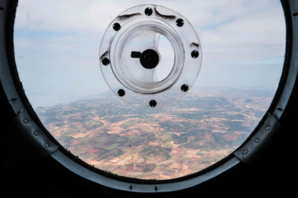 A general view is seen from a military Mi-17 helicopter transporting members of the press to a drug production site captured by the Myanmar military in northern Shan State on January 24, 2026. — AFP pic