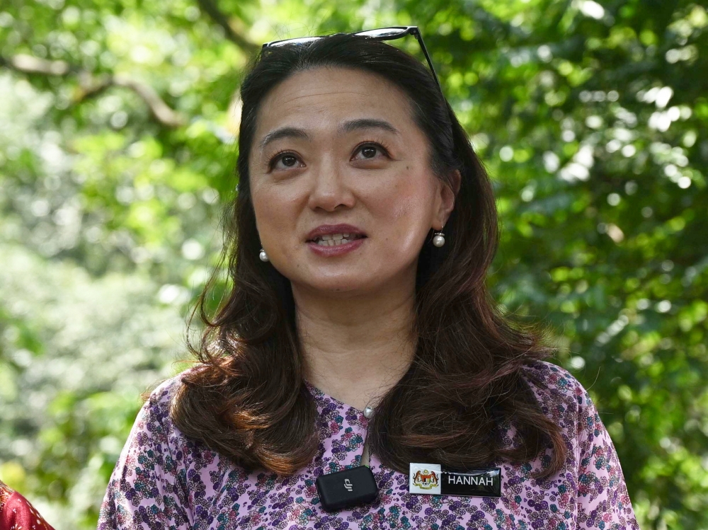 Minister in the Prime Minister’s Department (Federal Territories) Hannah Yeoh speaks at a media briefing on open data involving gazetted green and open spaces in the Federal Territories at Taman Rimba Bukit Kerinchi, Kuala Lumpur, February 5, 2026. — Bernama pic