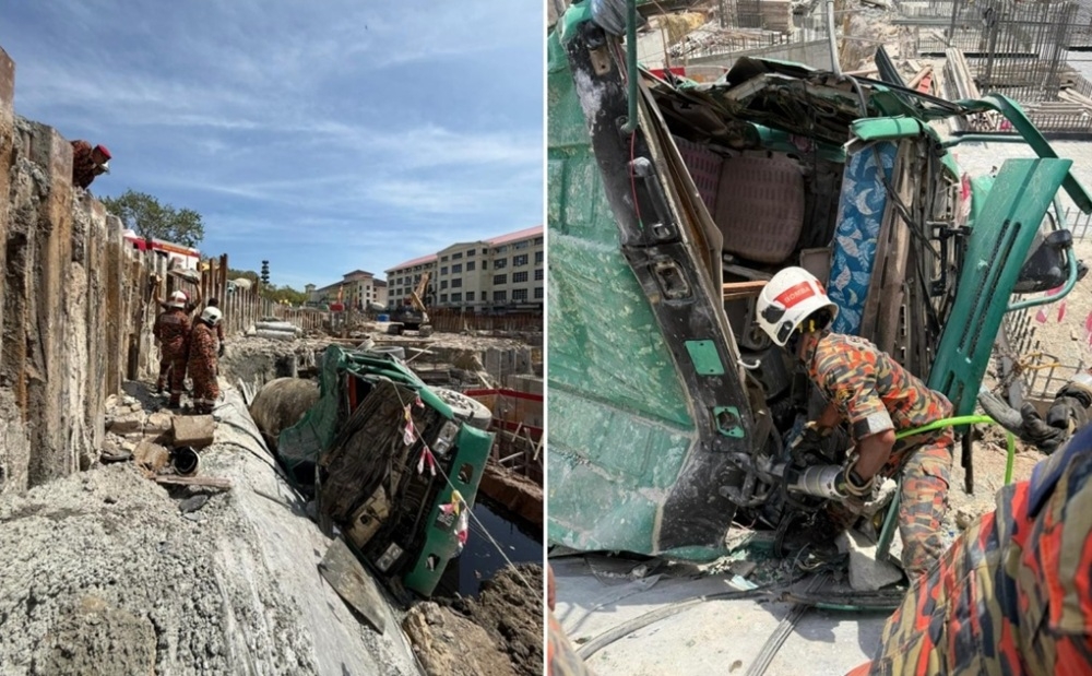 Driver pinned, killed after cement truck overturns at Penang construction site