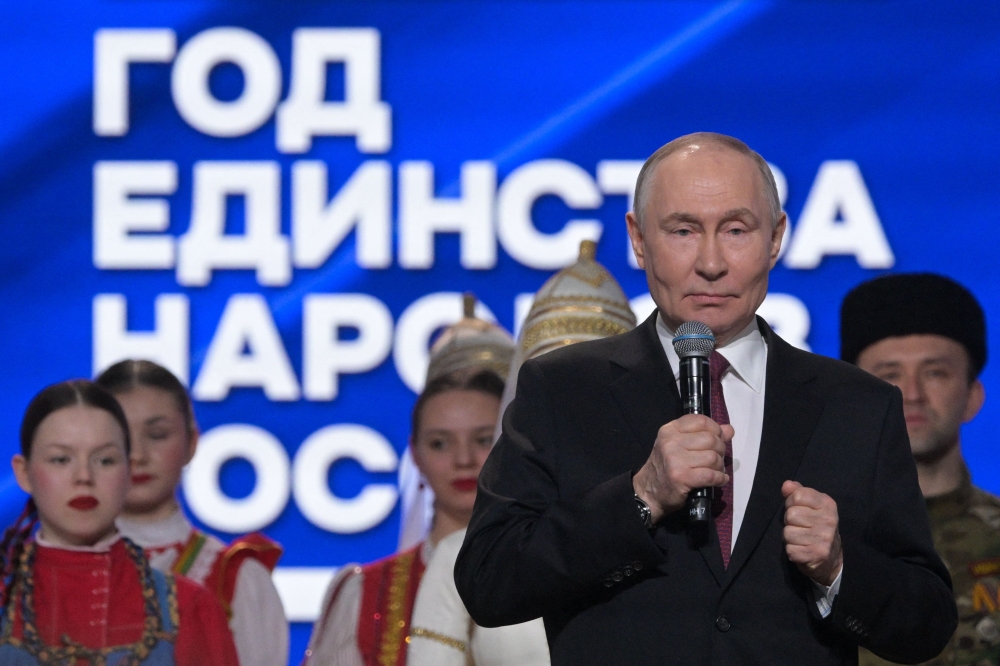 In this pool photograph distributed by the Russian state agency Sputnik, Russia’s President Vladimir Putin attends a ceremony opening the Year of Unity of the Peoples of Russia, in Moscow on February 5, 2026. — AFP