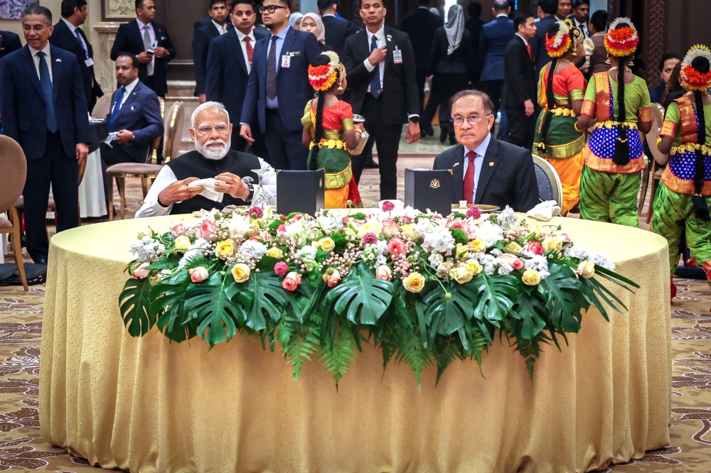 Prime Minister Datuk Seri Anwar Ibrahim is with Indian Prime Minister Narendra Modi at the luncheon hosted by the Prime Minister at Seri Perdana Complex February 8, 2026. — Bernama pic