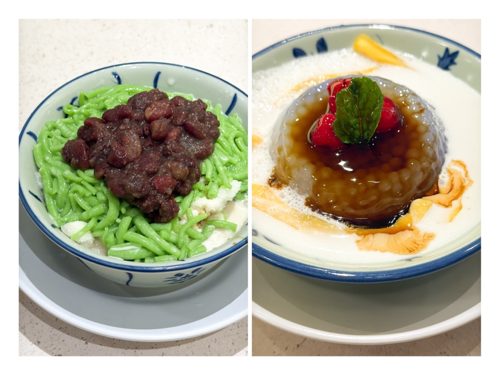 Don’t ignore the sweet ending of ‘cendol’  with soft cooked red beans (left). Sago Gula Melaka works with the sago pudding paired with a thick ‘gula Melaka’ syrup and fresh jackfruit (right). — Pictures by Lee Khang Yi