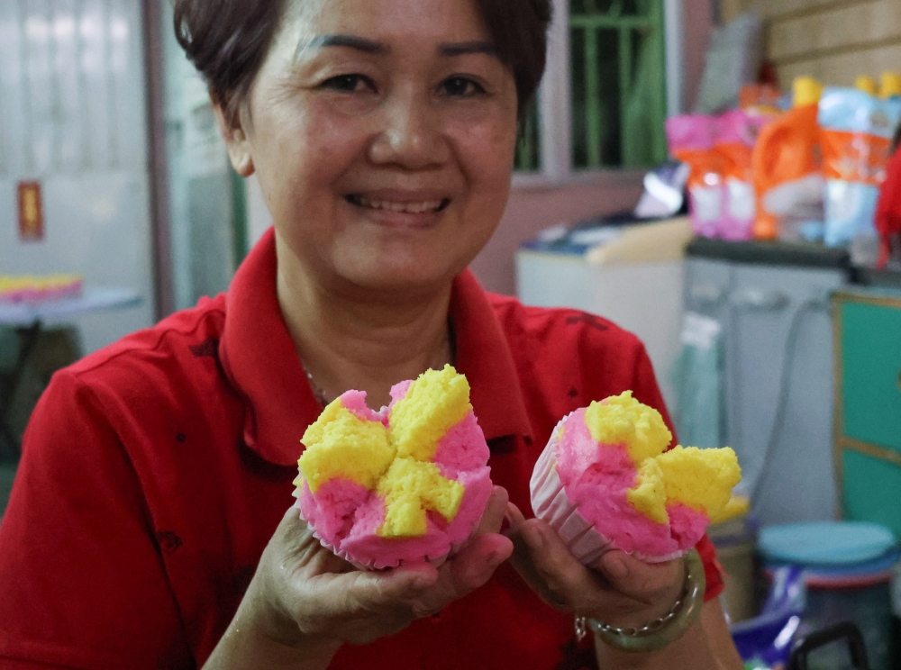 Cheong Wan Choo says the traditional Fa Gao cake is an essential part of prayer ceremonies. — Bernama pic
