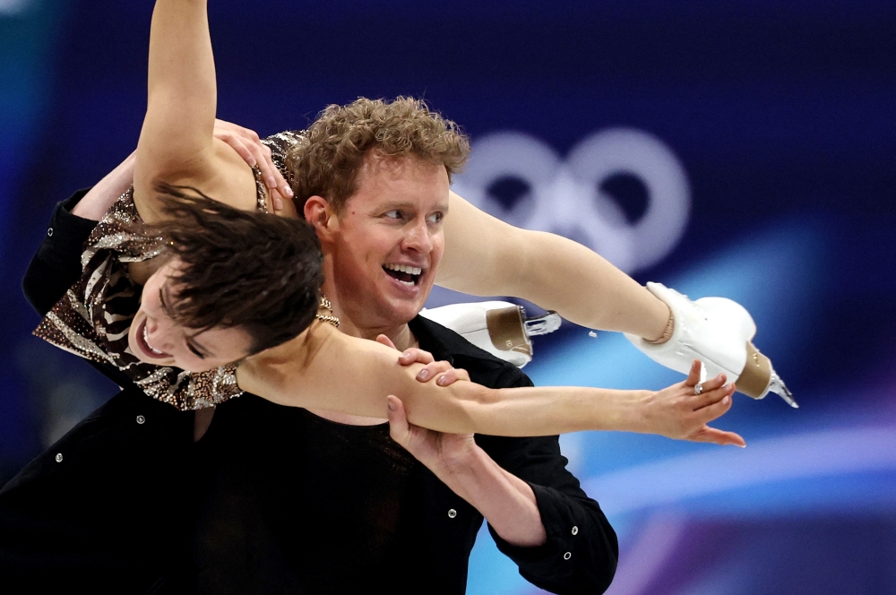 Madison Chock and Evan Bates of the United States perform during the figure skating rhythm dance event at the Milano Cortina 2026 Olympics in Milan, Italy, on February 9, 2026. — Reuters pic