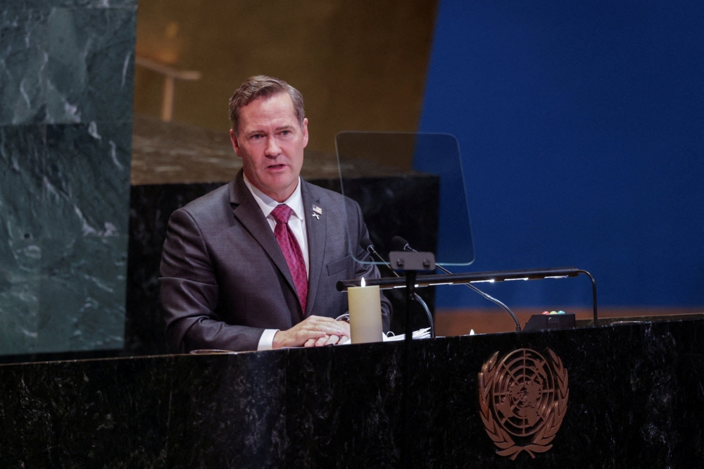 US Ambassador to the United Nations Mike Waltz addresses an event marking the International Holocaust Remembrance Day at the United Nations headquarters in the Manhattan borough of New York City January 27, 2026. — Reuters pic  