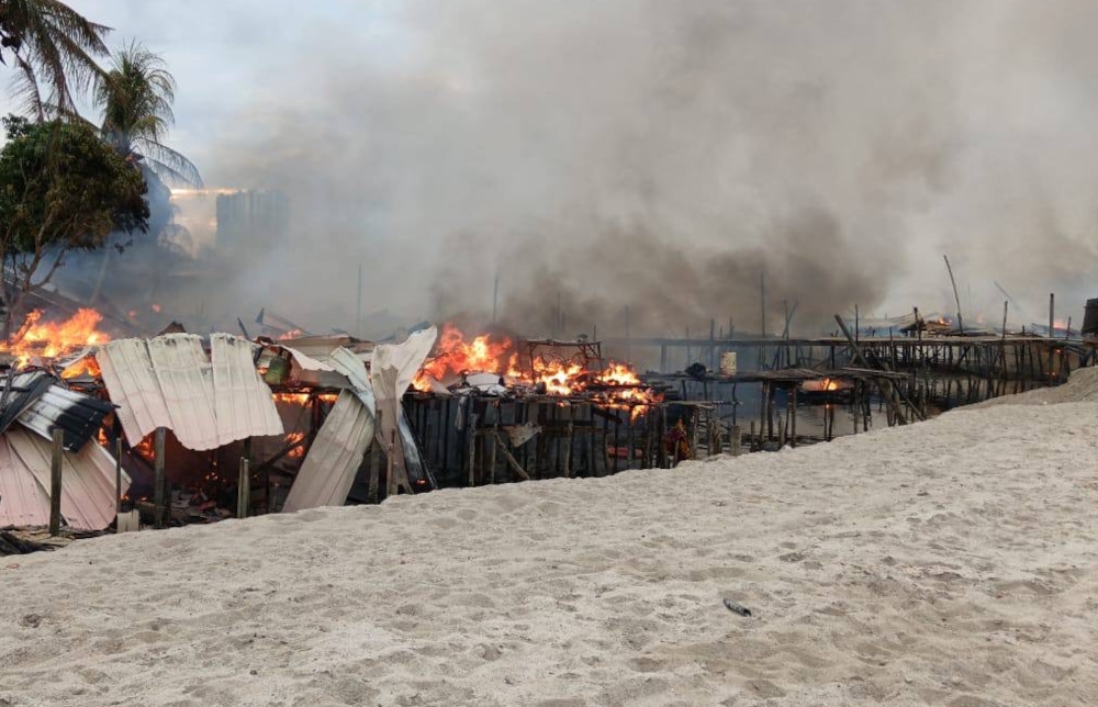 A fire destroyed more than 30 floating homes belonging to the Orang Asli Seletar in Kampung Teluk Jawa near Pasir Gudang in Johor, February 12, 2026. — Picture courtesy of the Johor Fire and Rescue Department
