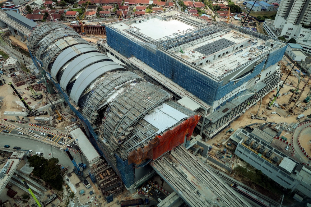 Construction works at Bukit Chagar RTS station progressing in Johor Bahru. — Bernama pic