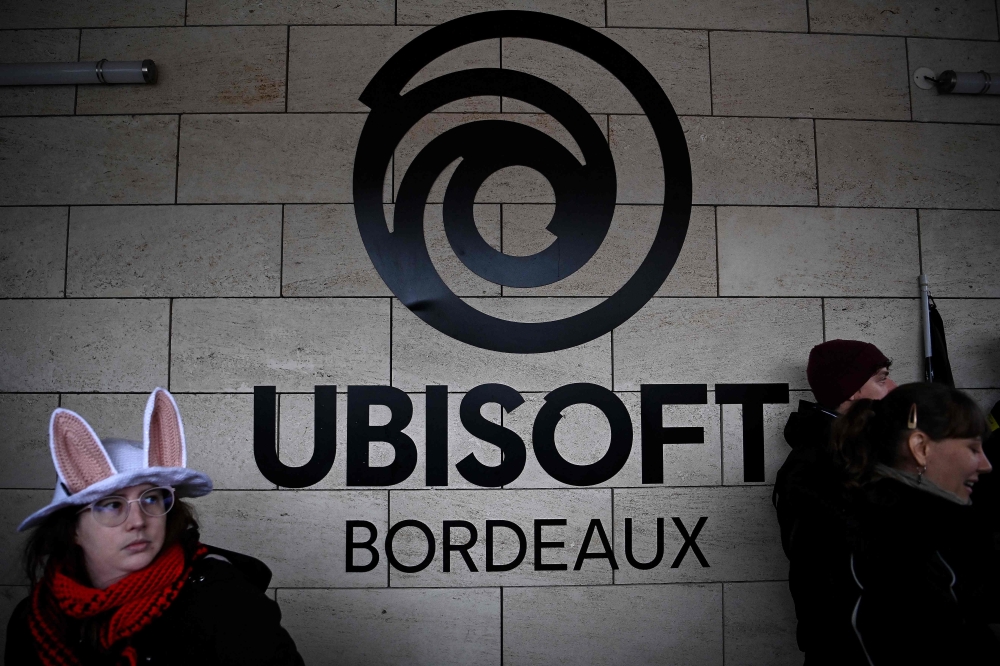 Ubisoft employees demonstrate outside the video game giant’s offices in Bordeaux on February 10, 2026. — AFP pic