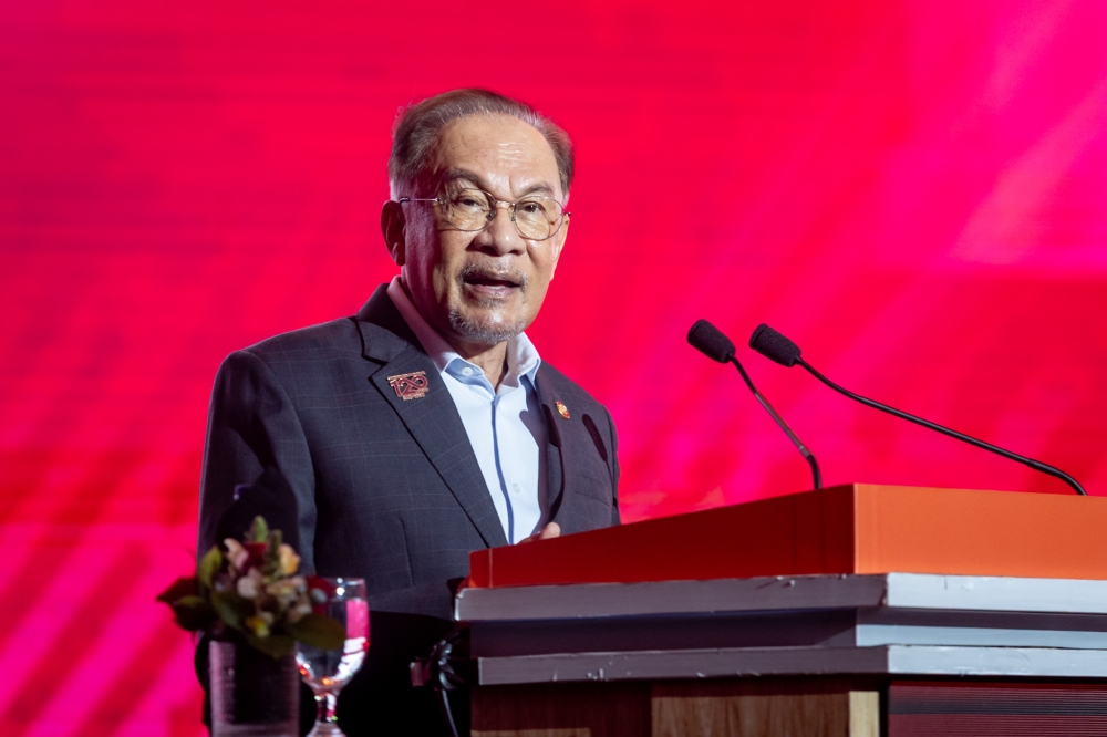 Prime Minister Datuk Seri Anwar Ibrahim said Malaysia will strengthen its cybersecurity agenda and establish the Cyber Security and Cryptology Development Centre to tackle complex threats. — Picture by Firdaus Latif