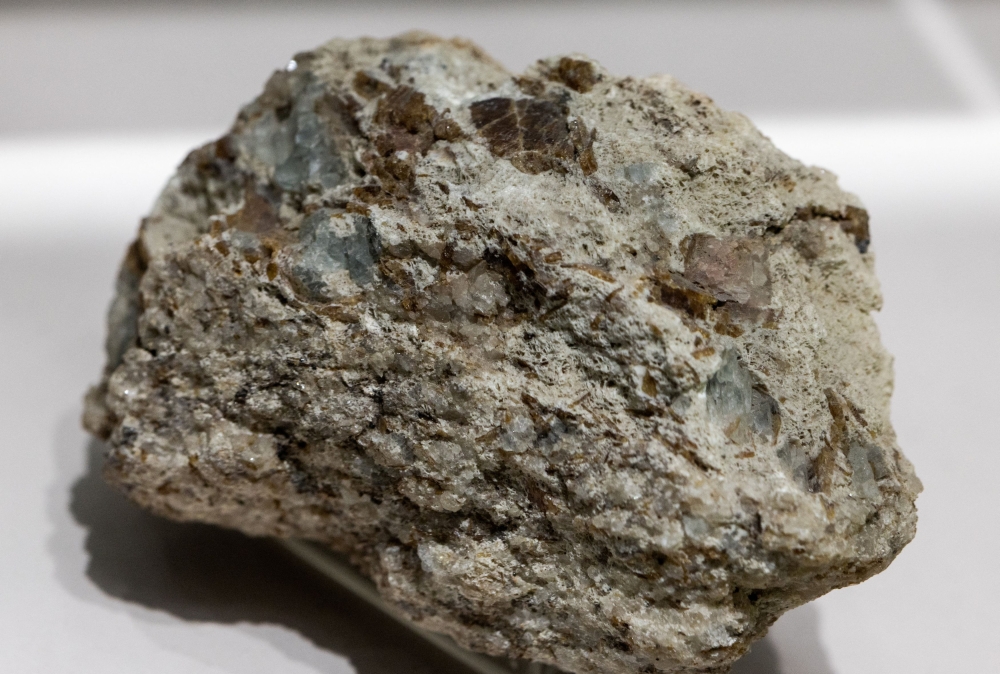 A sample of bastnaesite ore, a mineral used in the rare earth industry to extract elements such as cerium, lanthanum, and neodymium, is displayed at the Geological Museum of China in Beijing, China, October 14, 2025. — Reuters pic