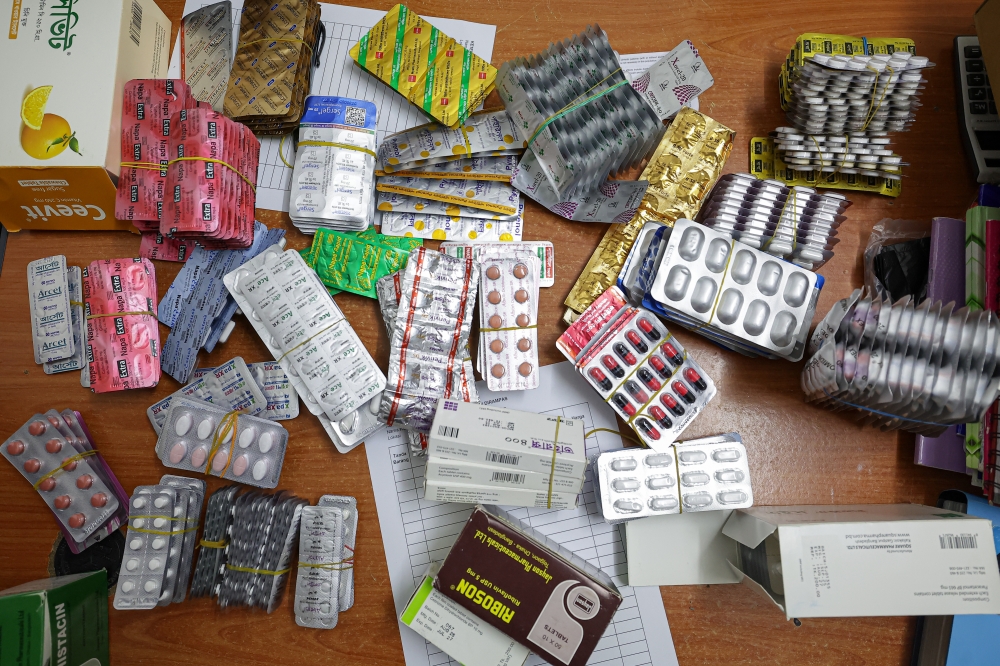Various unregistered medicines seized during a special Immigration Department of Malaysia (JIM) operation around Jalan Tun Tan Siew Sin, Pudu, Kuala Lumpur February 14, 2026. — Bernama pic