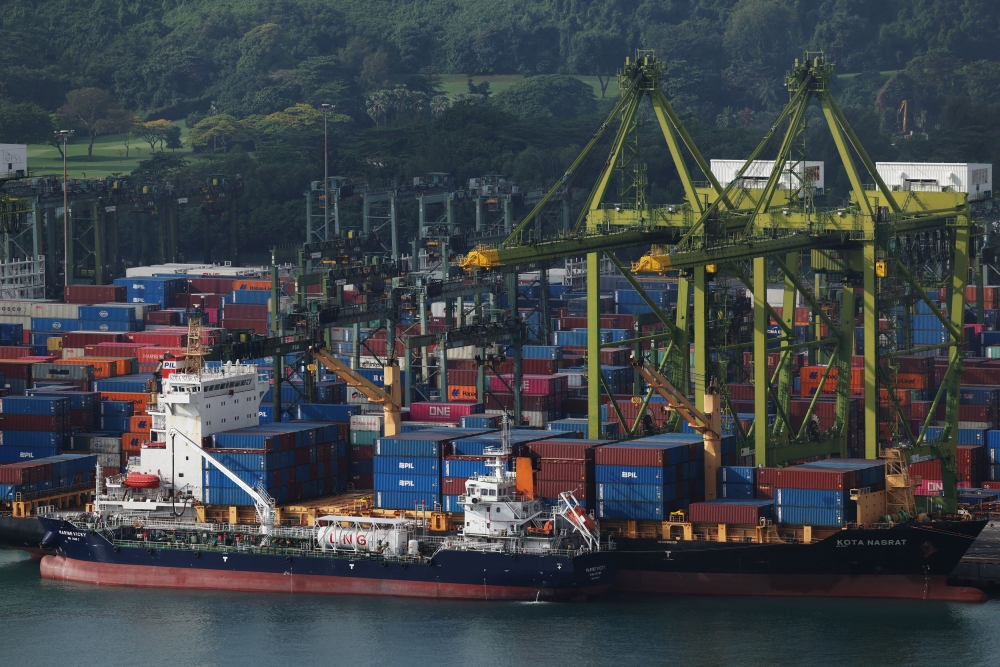 A view of the Brani container terminal in Singapore February 20, 2025. New Zealand and Singapore have signed a new electronic certification arrangement to streamline trade in food and primary products, a senior New Zealand official said yesterday. — Reuters pic 