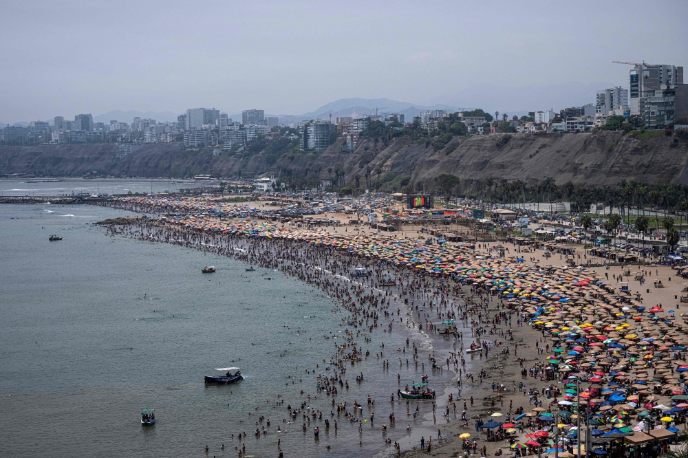 General view of Agua Dulce Beach in Lima, taken on March 2, 2025. Peruvian authorities will close one of the capital’s most popular beaches on February 15 amid the summer season, after thousands of visitors left behind large amounts of trash each weekend. — AFP pic