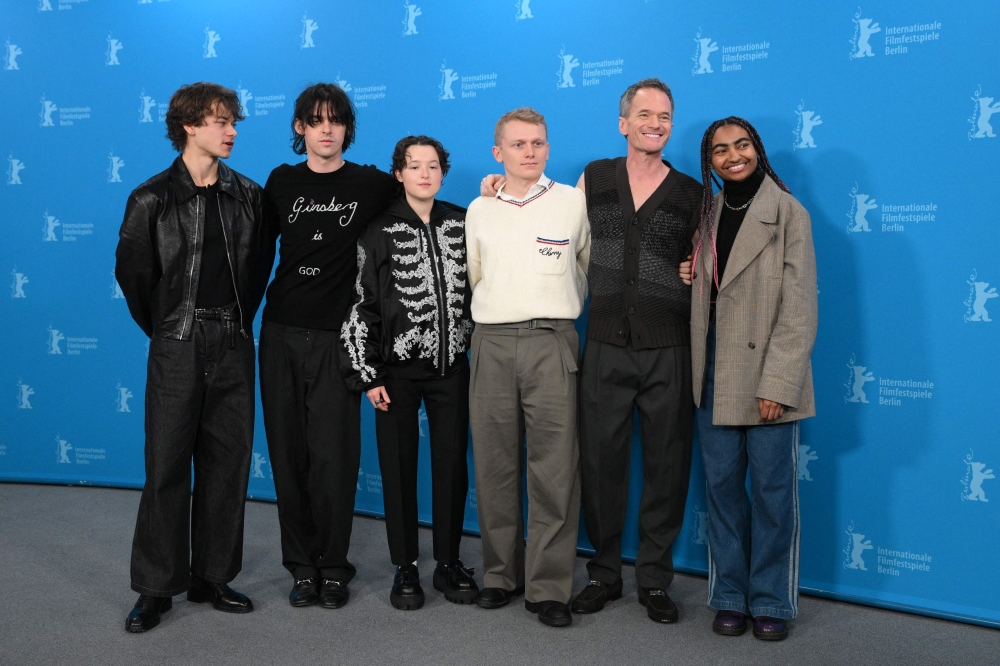 (From left) British actor Conrad Khan, British actor Earl Cave, British non-binary actor Bella Ramsey, US producer Jaques Black, US actor Neil Patrick Harris and British actress Jasmine Elcock pose during the photocall for the film 'Sunny Dancer' presented in generation at the 76th Berlinale, Europe's first major film festival of the year, in Berlin on February 13, 2026. — AFP pic