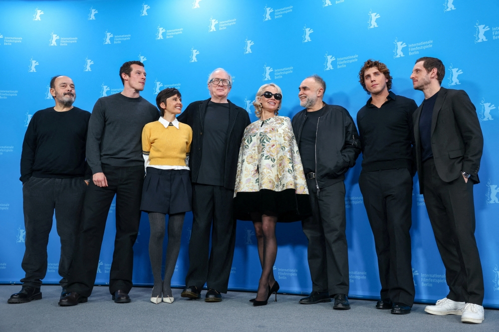 Director Karim Ainouz, Yorgos Stefanakos, and cast members Callum Turner, Elena Anaya, Tracy Letts, Pamela Anderson, Lukas Gage and Jamie Bell pose during a photocall to promote the movie 'Rosebush Pruning' at the 76th Berlinale International Film Festival in Berlin February 14, 2026. — Reuters pic  