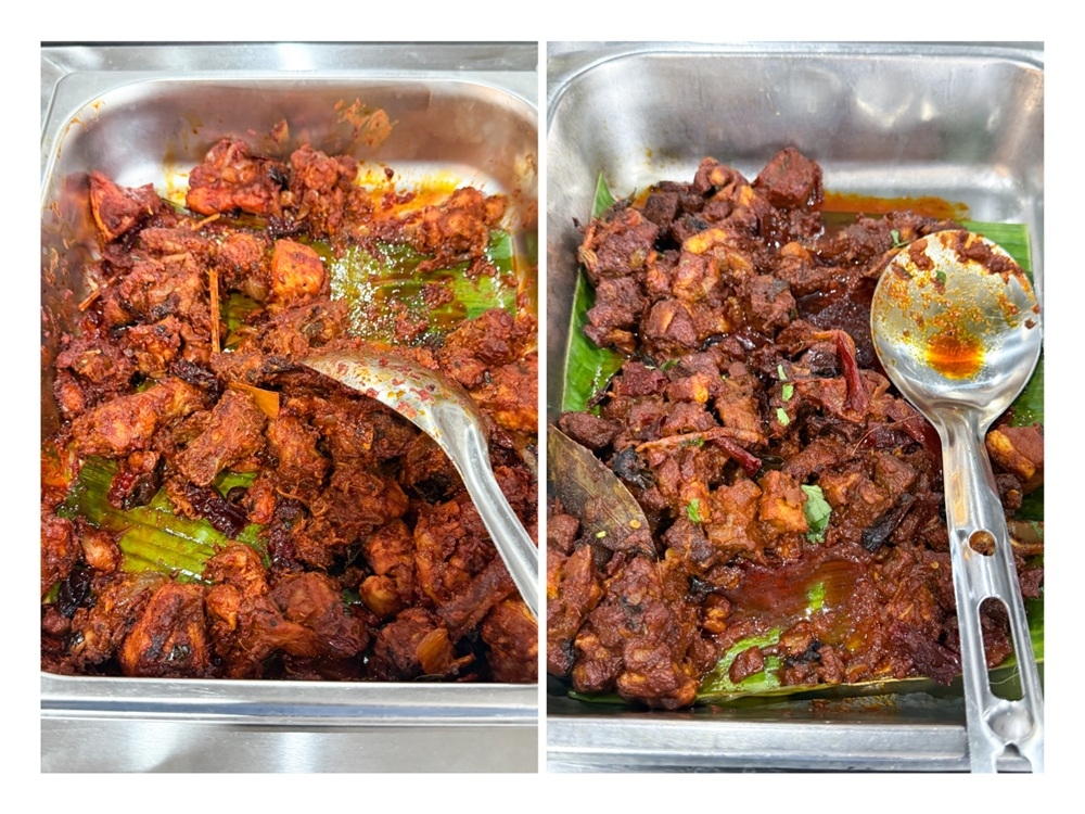 On a daily basis, select from Chicken Varuval (left) to Mutton Varuval (right) for your lunch. — Picture by Lee Khang Yi