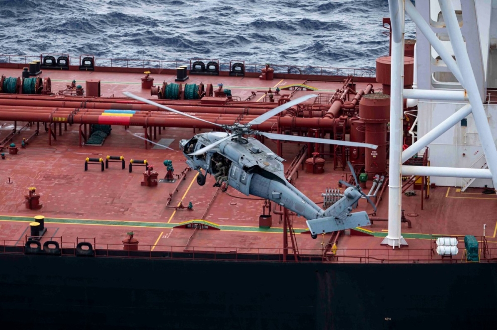 This photo posted on the X account of the US Department of Defense on February 15, 2026 shows what the Department of Defense says are US military forces boarding an oil tanker, the Veronica III, in the Indian Ocean. — AFP pic 
