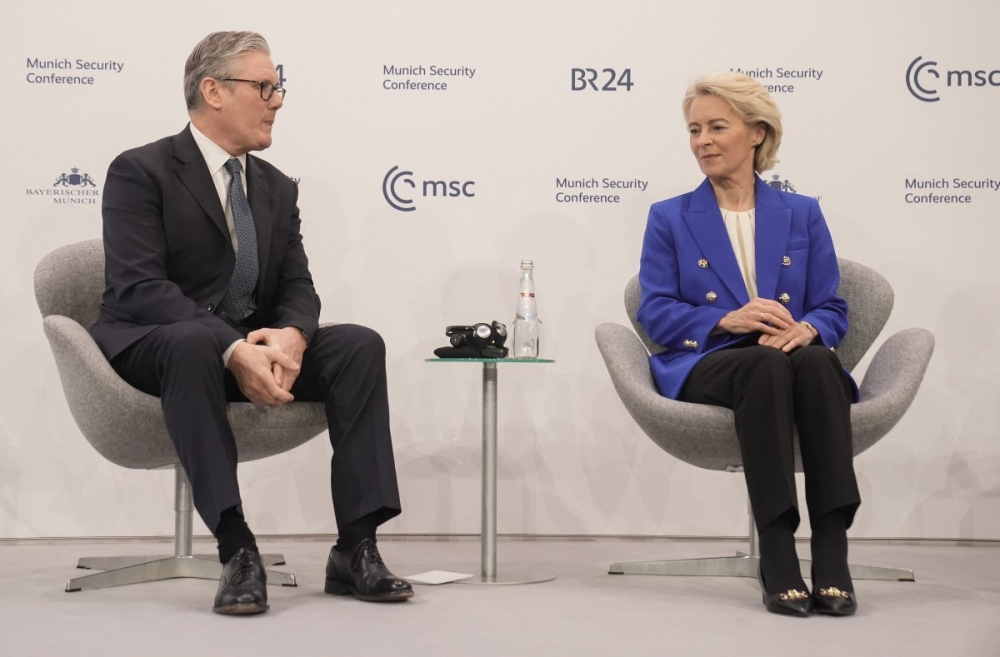 Britain's Prime Minister Keir Starmer (L) and European Commission President Ursula von der Leyen takes part in a panel discussion during the 62nd Munich Security Conference (MSC) on February 14, 2026 in Munich, southern Germany. — AFP pic 