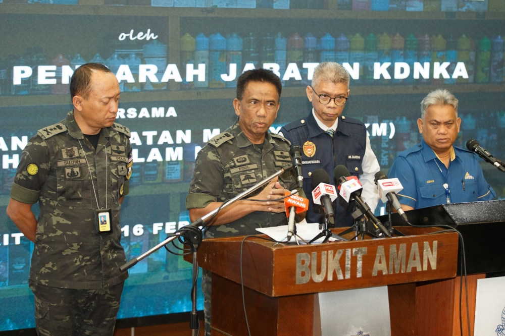 Bukit Aman Internal Security and Public Order Department (KDNKA) deputy director of operations Fisol Salleh speaks during a press conference at Bukit Aman in Kuala Lumpur on February 16, 2026. — Picture by Raymond Manuel
