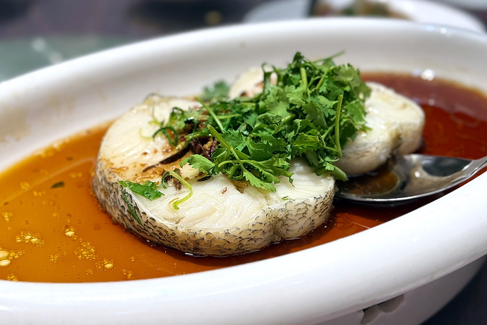 Steamed Canadian cod with aged tangerine peel. — Picture by CK Lim