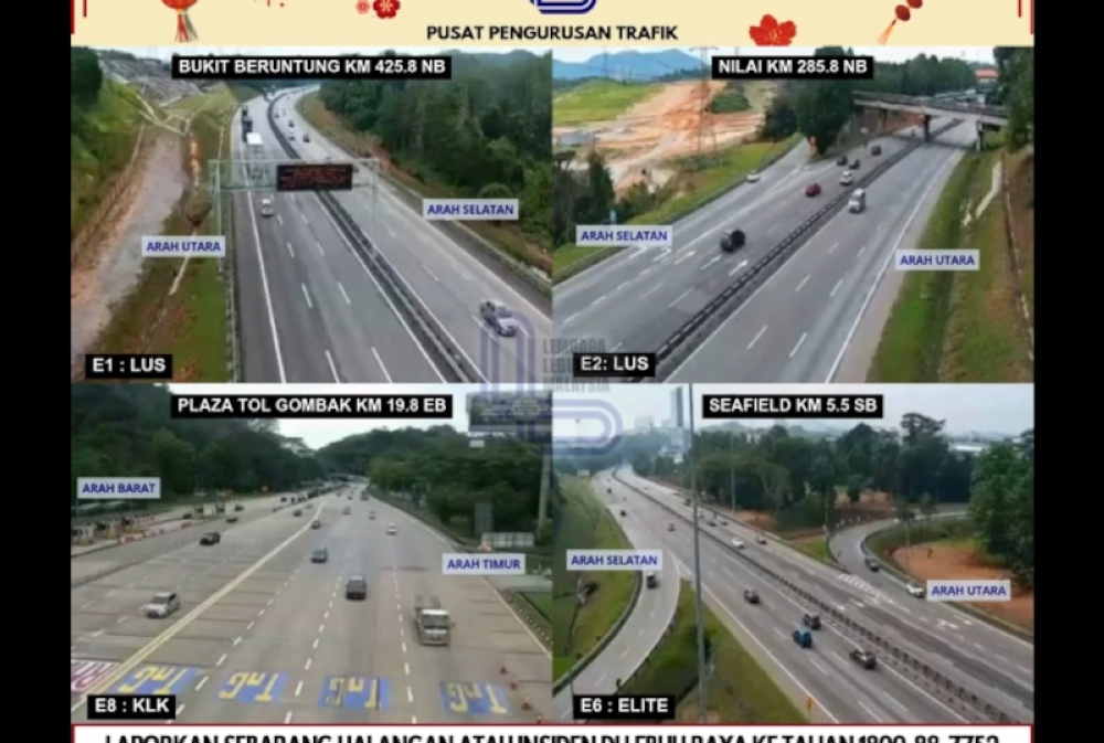 The Malaysian Highway Authority (LLM) said that as of 7.05am today, traffic on all toll highways across Peninsular Malaysia was reported to be smooth and under control. — Screengrab from Facebook/LLM