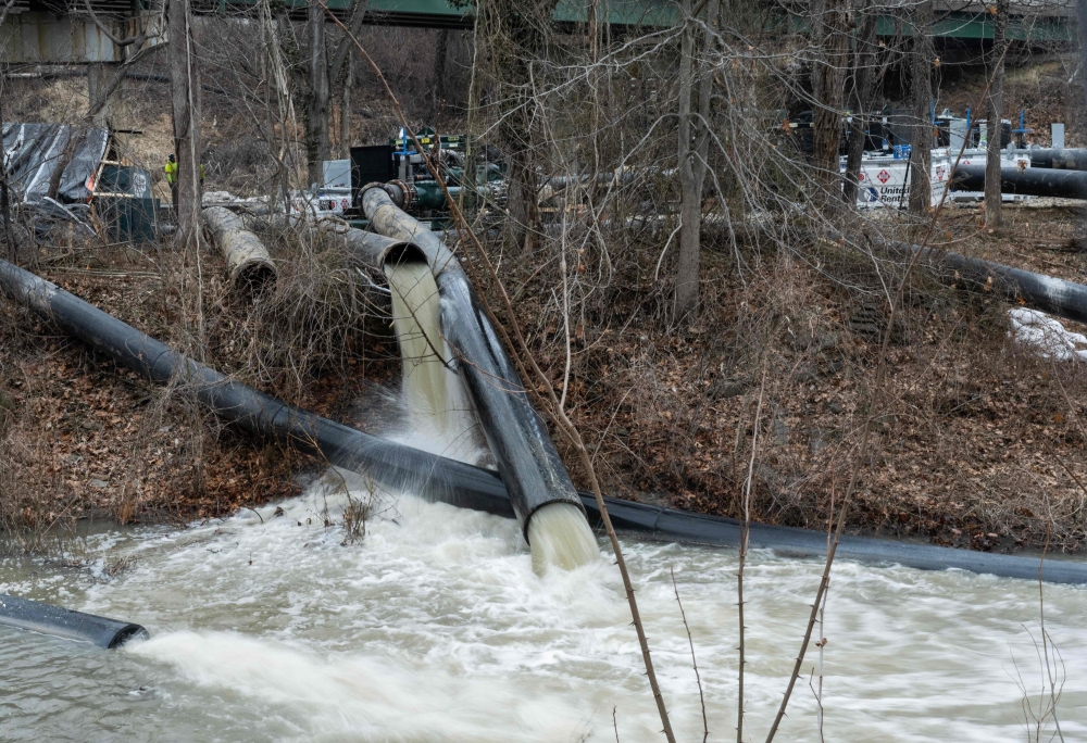 Raw sewage flows out of a drainage pipe into the C&O Canal near Cabin John, Maryland, on February 18, 2026,  after 243 million gallons of wastewater spilled into the Potomac River. A nonprofit says authorities in the US capital Washington have failed to properly warn the public about a massive sewage leak into the Potomac River, thought to be among the largest such spills in the nation's history. — AFP pic 