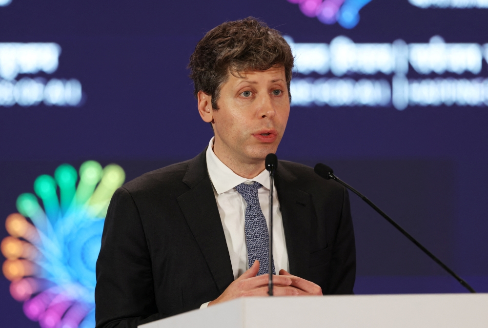 OpenAI CEO Sam Altman addresses the gathering at the AI Impact Summit, in New Delhi, India, February 19, 2026. — Reuters pic 