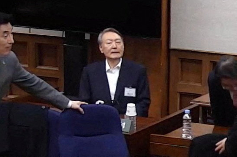 Former South Korean president Yoon Suk-yeol attends his sentencing trial at Seoul Central District Court over an insurrection case, February 19, 2026. — Reuters pic/Yonhap