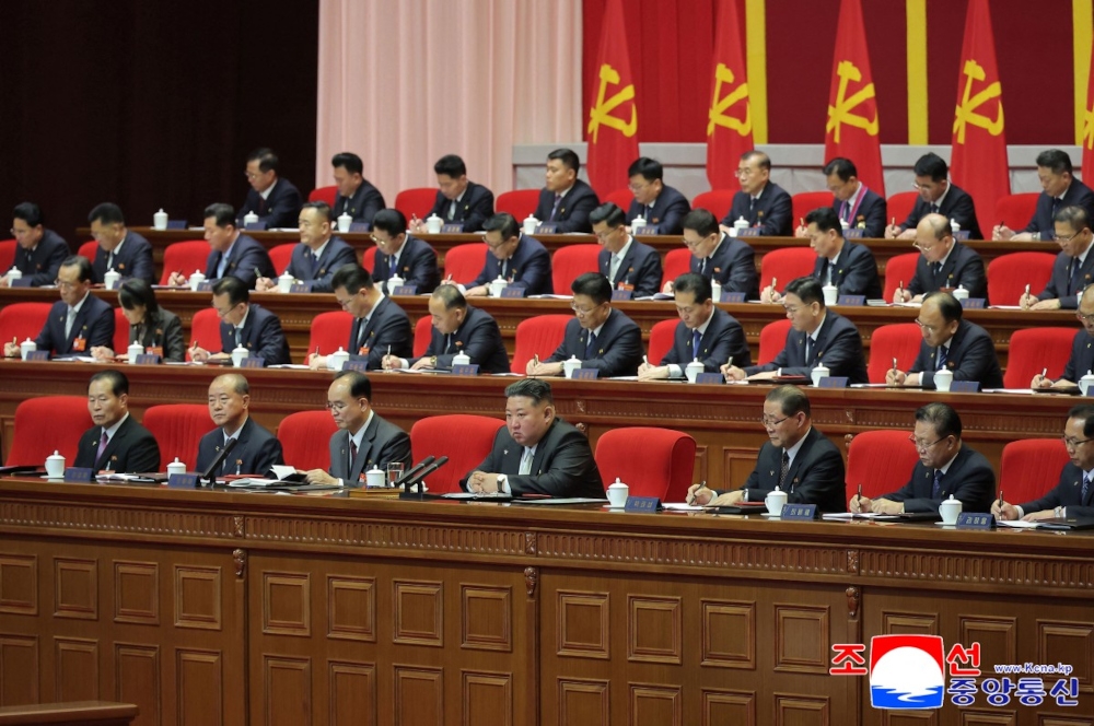 This picture taken on February 19, 2026 and released by North Korea’s official Korean Central News Agency (KCNA) on February 20, 2026 shows North Korean leader Kim Jong Un (front centre) attending the Ninth Congress of the Workers’ Party of Korea in Pyongyang. — KCNA VIA KNS handout pic via AFP