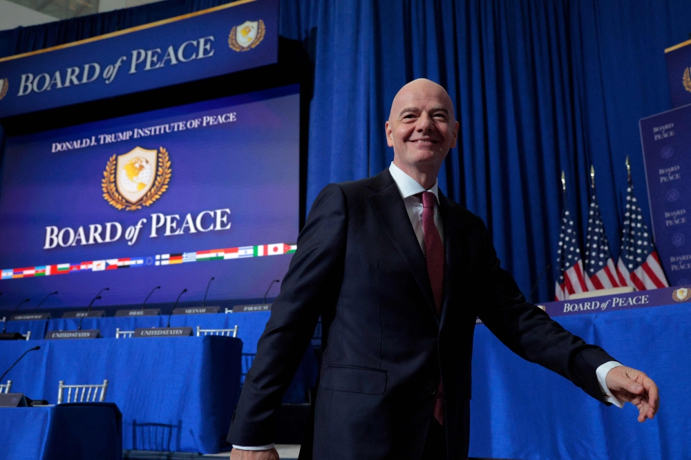 Fifa president Gianni Infantino attends the inaugural meeting of the Board of Peace at the Institute of Peace on February 19, 2026 in Washington, DC. — AFP pic 