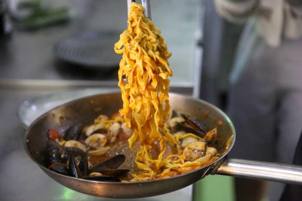 Some of the pasta on the menu are made fresh from scratch and by hand, like the ‘scaliatelli’ for the Mix Seafood Pasta. — Picture by Choo Choy May