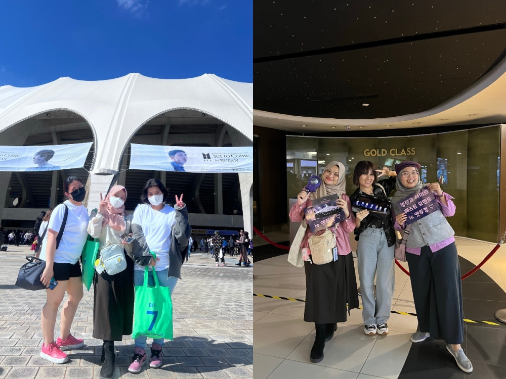 Kiera (centre and left) during the BTS Yet to Come in Busan concert back in 2022. — Picture courtesy of Kiera