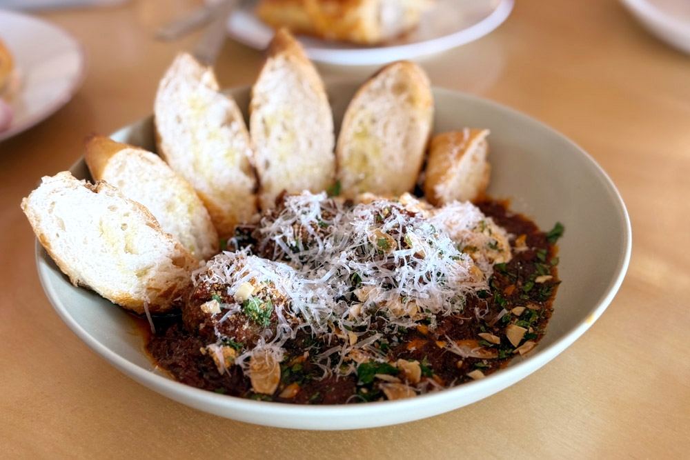 Angus beef meatballs in tomato sauce with sourdough. — Picture by CK Lim