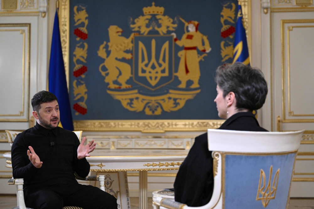 Ukraine’s President Volodymyr Zelensky answers AFP journalist’s questions during an interview in Kyiv on February 20, 2026, amid the Russian invasion of Ukraine that is entering its fifth year. — AFP pic