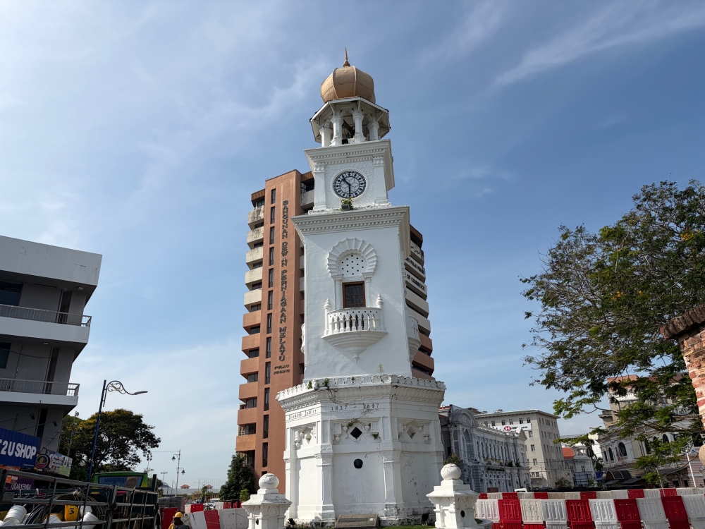 A general view shows the Queen Victoria Memorial Clock Tower in George Town, Penang. — Picture by Opalyn Mok