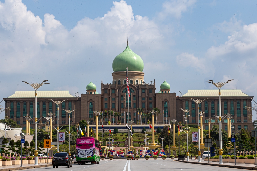 A general view shows the iconic Perdana Putra building, which houses the Prime Minister’s Office, in Putrajaya on March 3, 2025. — Picture by Raymond Manuel