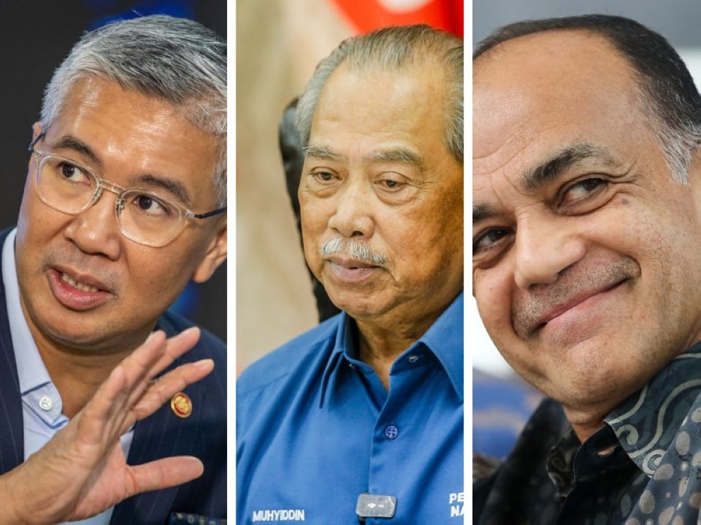 Datuk Seri Tengku Zafrul Abdul Aziz (left) is expected to testify against former prime minister Tan Sri Muhyiddin Yassin (centre) while Tan Sri Syed Mokhtar Al-Bukhary (right) has not been named as a witness ahead of the multi-million corruption trial, which is set to resume on March 9, 2026. — Pictures by Firdaus Latif, Hari Anggara, and Yusof Mat Isa