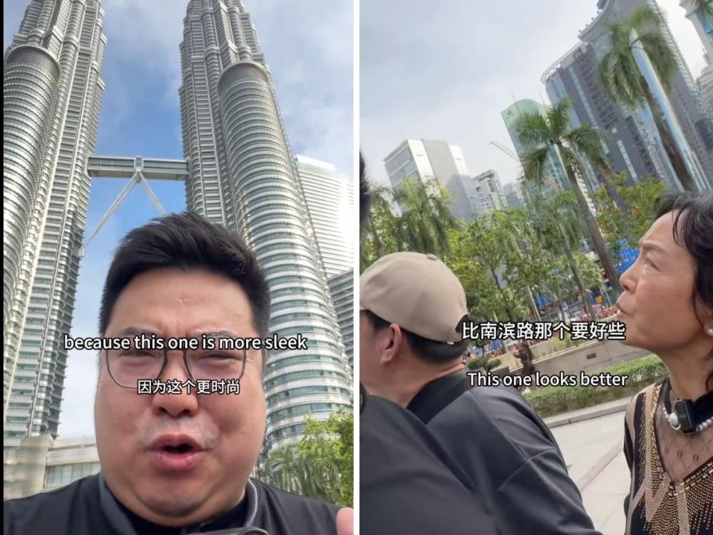 Ryan Chen known as the “Chinese Trump” recently posted a video showing himself and his parents in front of Kuala Lumpur’s most famous landmark, the Petronas Towers.—TikTok screenshots