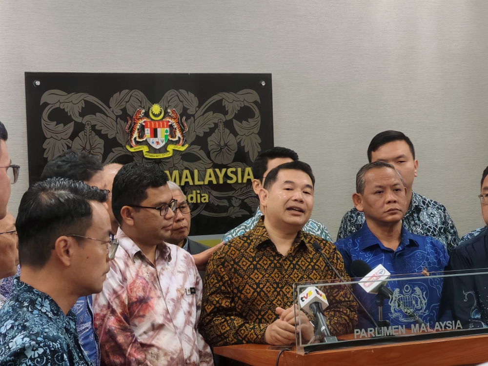 Pandan Member of Parliament Datuk Seri Rafizi Ramli speaks during a press conference at the Parliament Building in Kuala Lumpur on August 14, 2025. — Bernama pic