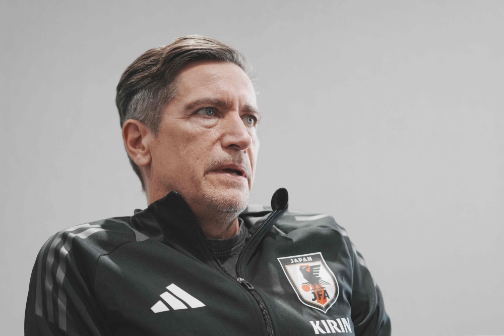This photo taken on February 17, 2026 shows Japan's Greenland-born women's women's national football team head coach Nils Nielsen speaking in an interview with AFP at the national training center operated by JFA in Chiba. Japan's Greenland-born women's football coach Nils Nielsen is no fan of US President Donald Trump but he loves his team and believes they can become fan favourites at the Asian Cup in Australia. — AFP pic