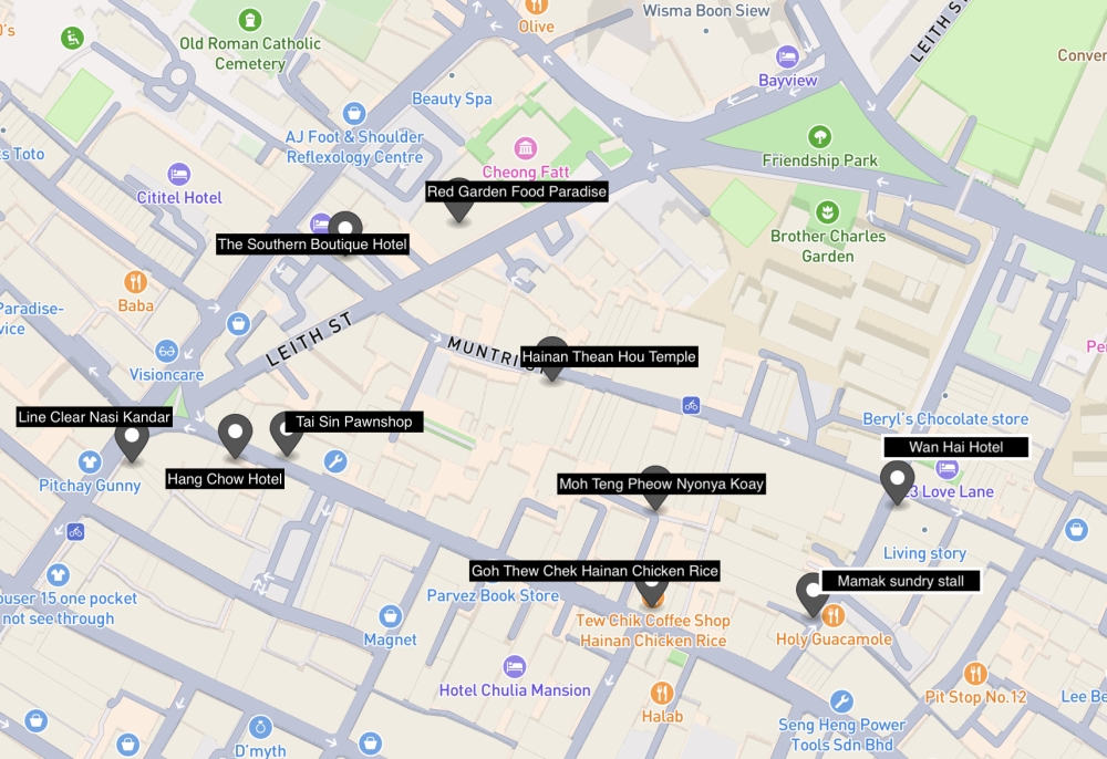 A map of some of the locations featured in the ‘Sandiwara’ short film starring Tan Sri Michelle Yeoh. — Picture by Opalyn Mok