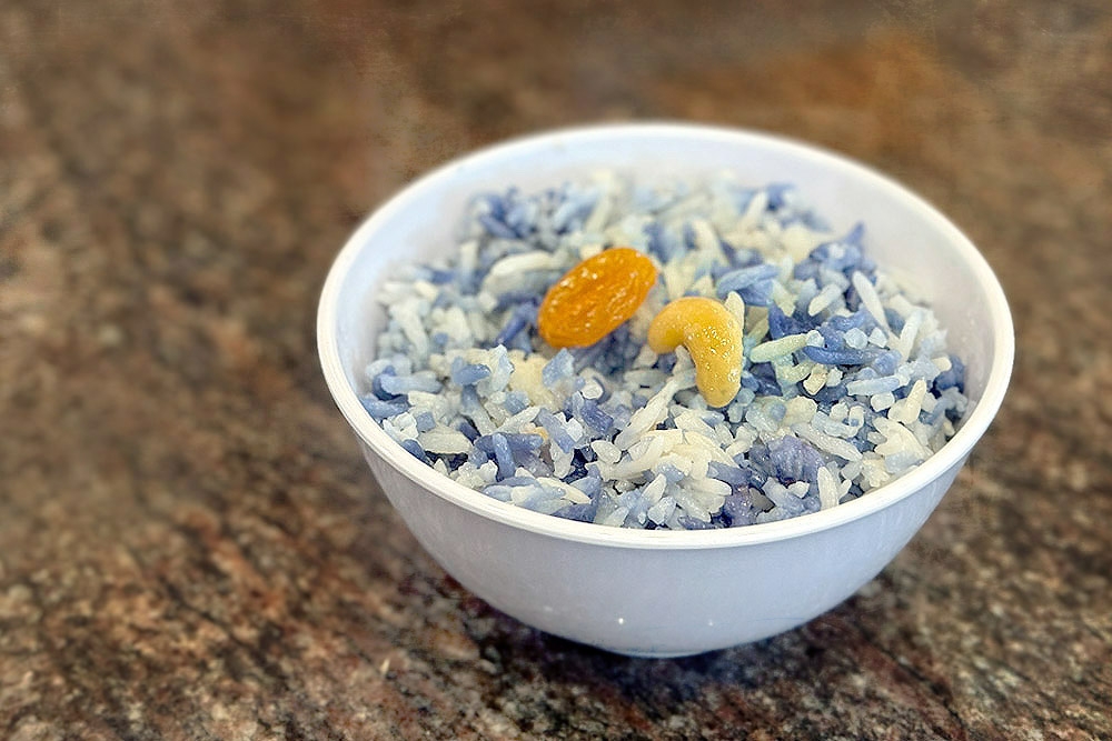 Butterfly Pea Flower Rice (‘nasi bunga telang’). — Picture by CK Lim