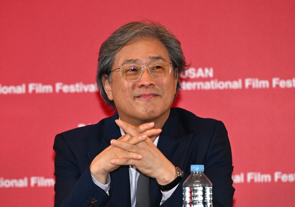 This file picture shows South Korean director Park Chan-wook attending a press conference for the opening film 'No Other Choice' of the 30th Busan International Film Festival (BIFF) at the Busan Cinema Center in Busan on September 17, 2025. — AFP pic