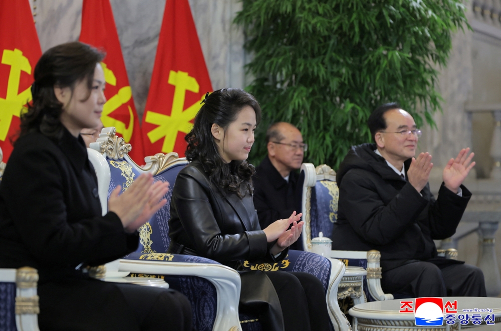 Kim Ju Ae, the daughter of North Korean leader Kim Jong Un, attends a military parade to commemorate the Ninth Congress of the ruling Workers' Party of Korea (WPK) in Pyongyang, North Korea, February 25, 2026, in this picture released by North Korea's official Korean Central News Agency. — KCNA pic via Reuters