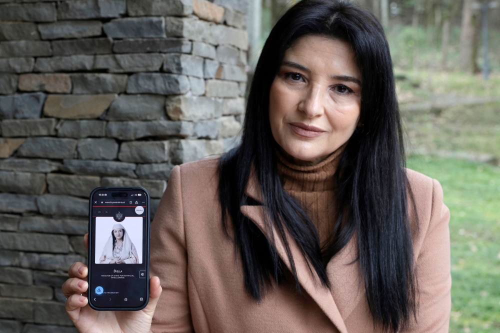 Albanian actress Anila Bisha poses during an AFP interview in Tirana on February 19, 2026 following the creation of AI-generated chatbot named ‘Diella’, using her likeness and voice, delivered a speech in parliament without her knowledge. — AFP pic
