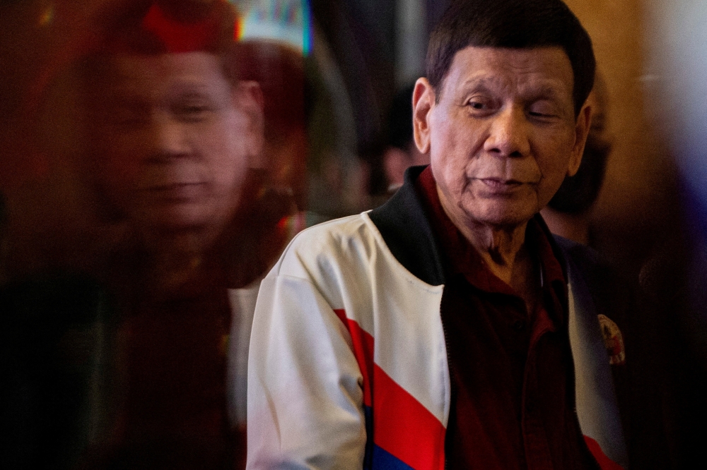 File picture of former Philippine president Rodrigo Duterte in San Juan, Metro Manila, Philippines, February 13, 2025. On the third day of a hearing to decide whether Duterte should face trial on crimes against humanity charges over his ‘war on drugs’, lawyer Nicholas Kaufman said the prosecution had failed to show his client had directly ordered any murders. — Reuters pic 