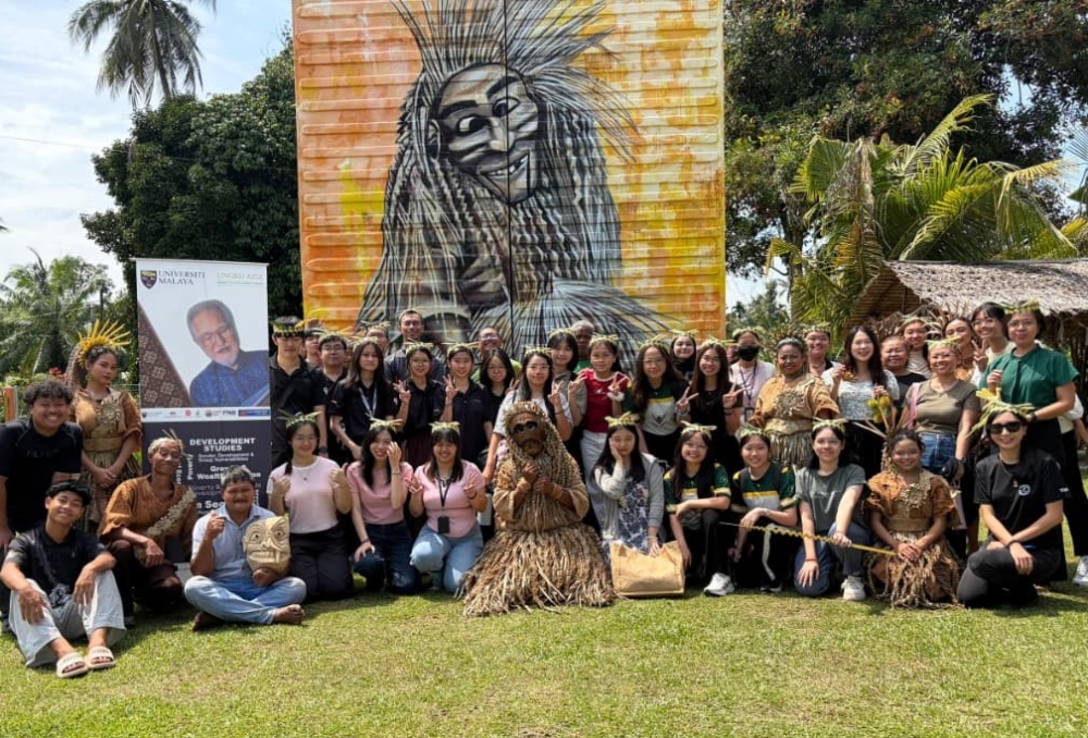 Universiti Malaya students at the Orang Asli Craft Centre in Carey Island.